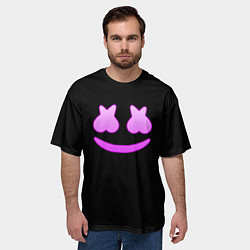 Футболка оверсайз мужская Маршмеллоу розовый градиент лого, цвет: 3D-принт — фото 2