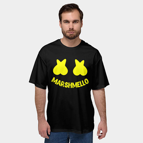 Мужская футболка оверсайз Christopher Comstock yellow logo / 3D-принт – фото 3