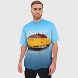 Футболка оверсайз мужская Американский маслкар Chevrolet Corvette, цвет: 3D-принт — фото 2