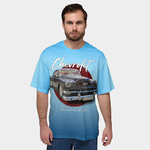 Мужская футболка оверсайз Американский классический автомобиль Chevrolet Bel / 3D-принт – фото 3