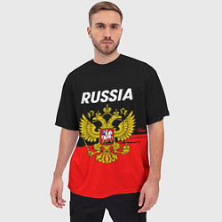 Футболка оверсайз мужская Россия герб краски абстракция, цвет: 3D-принт — фото 2