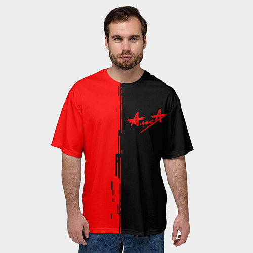 Мужская футболка оверсайз Алиса рок группа краски альбом / 3D-принт – фото 3