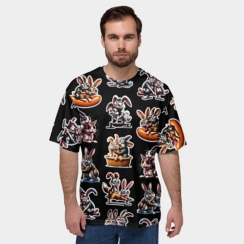 Мужская футболка оверсайз Кролики - Камасутра позы / 3D-принт – фото 3