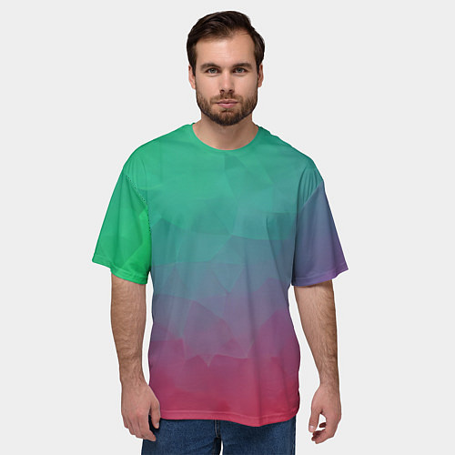 Мужская футболка оверсайз Цветной градиент - нейросеть / 3D-принт – фото 3