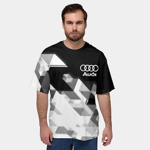 Мужская футболка оверсайз AUDI geometry sport / 3D-принт – фото 3