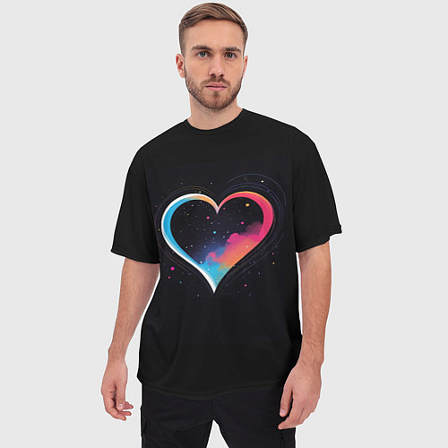 Мужская футболка оверсайз Сердце в облаках / 3D-принт – фото 3