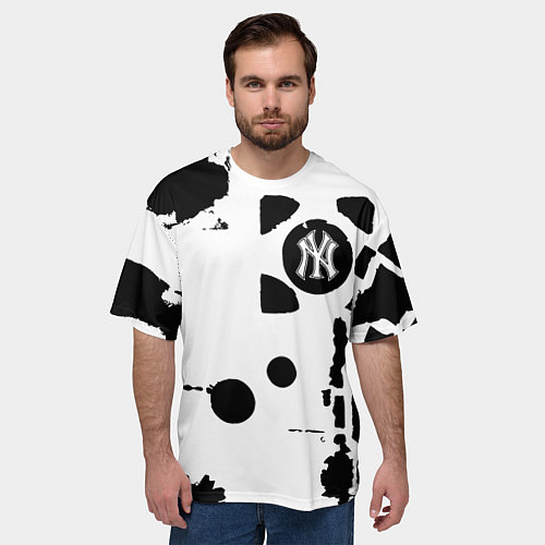 Мужская футболка оверсайз New York yankees - baseball team pattern / 3D-принт – фото 3