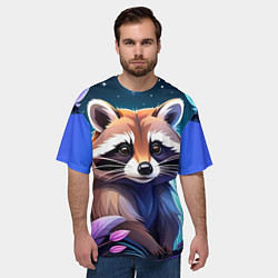Футболка оверсайз мужская Енот мультяшный красочный, цвет: 3D-принт — фото 2