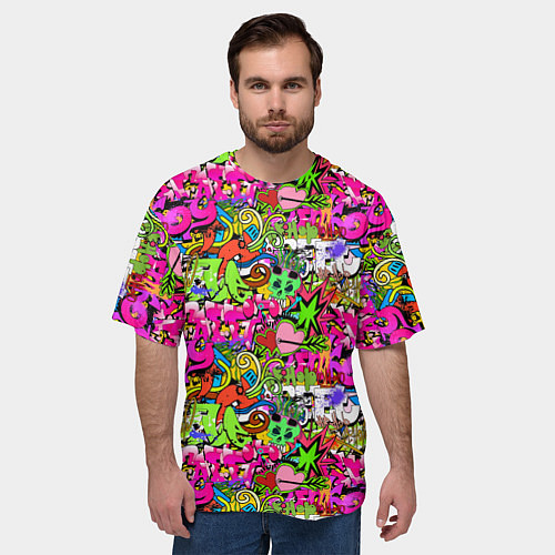 Мужская футболка оверсайз Hip Hop Graffiti / 3D-принт – фото 3