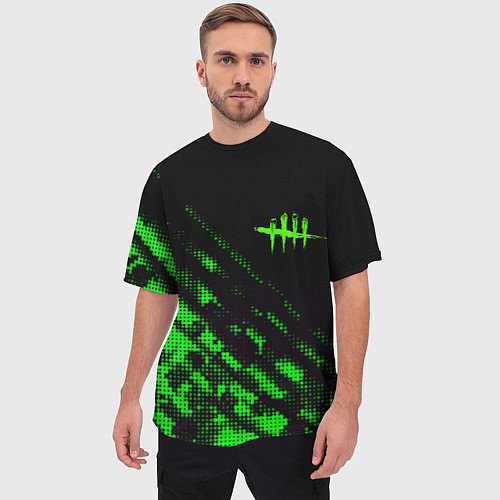 Мужская футболка оверсайз Dead by daylight green neon / 3D-принт – фото 3