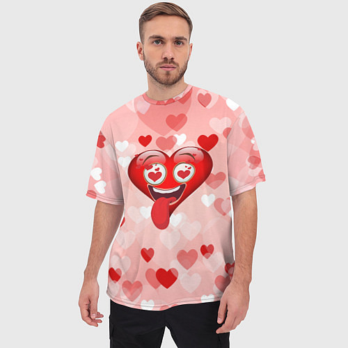 Мужская футболка оверсайз Влюбленное сердечко / 3D-принт – фото 3