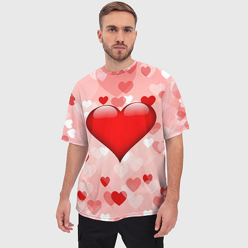 Мужская футболка оверсайз Огромное сердце / 3D-принт – фото 3
