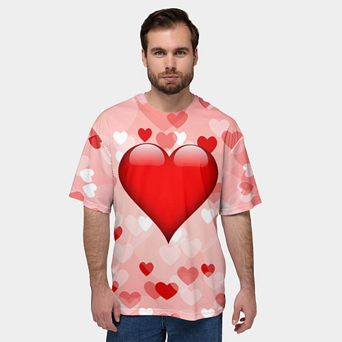Мужская футболка оверсайз Огромное сердце / 3D-принт – фото 3
