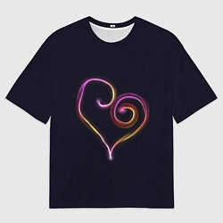 Футболка оверсайз мужская Неоновое сердечко, цвет: 3D-принт