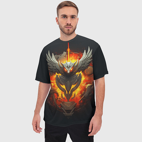 Мужская футболка оверсайз Огненный символ орла / 3D-принт – фото 3