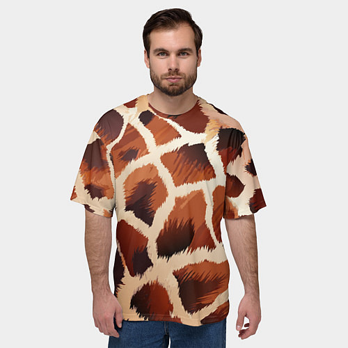 Мужская футболка оверсайз Пятнистый мех жирафа / 3D-принт – фото 3