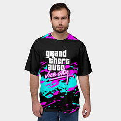 Футболка оверсайз мужская GTA vice city неоновые краски, цвет: 3D-принт — фото 2