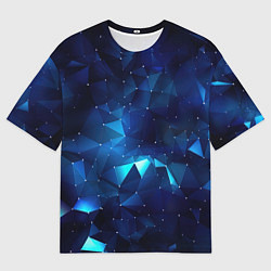 Футболка оверсайз мужская Синие осколки из мелких абстрактных части калейдос, цвет: 3D-принт
