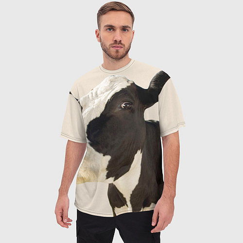 Мужская футболка оверсайз Настоящая корова / 3D-принт – фото 3