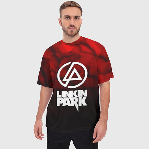 Мужская футболка оверсайз Linkin park strom честер / 3D-принт – фото 3