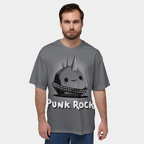 Мужская футболка оверсайз Камень панк / 3D-принт – фото 3