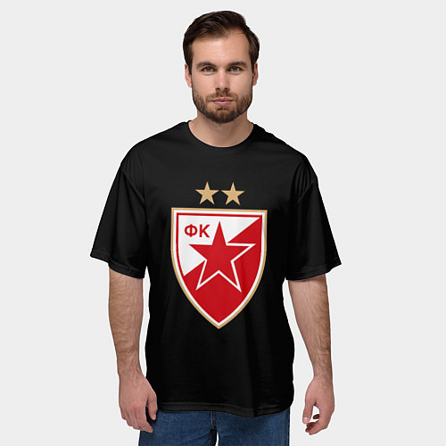 Мужская футболка оверсайз Црвена Звезда logo fc / 3D-принт – фото 3