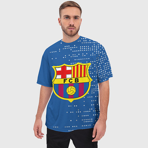 Мужская футболка оверсайз Футбольный клуб Барселона - логотип крупный / 3D-принт – фото 3