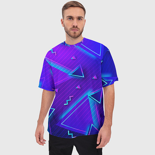 Мужская футболка оверсайз Neon Pattern colored / 3D-принт – фото 3