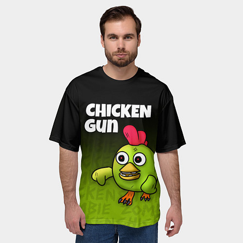 Мужская футболка оверсайз Chicken Gun - Zombie Chicken / 3D-принт – фото 3