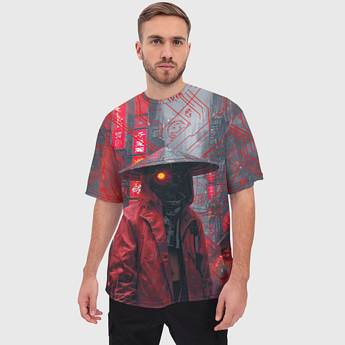 Мужская футболка оверсайз Киборг в шляпе Нон Ла / 3D-принт – фото 3