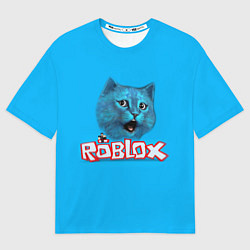 Футболка оверсайз мужская Roblox синий кот, цвет: 3D-принт