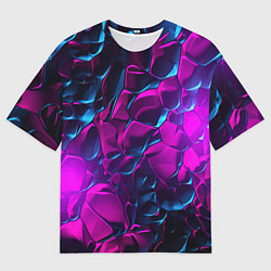 Футболка оверсайз мужская Кислотная яркая абстракция в камуфляжном стиле фио, цвет: 3D-принт