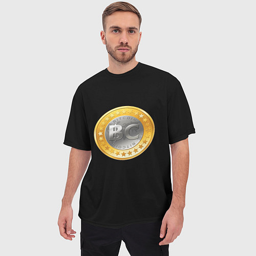 Мужская футболка оверсайз BTC money / 3D-принт – фото 3