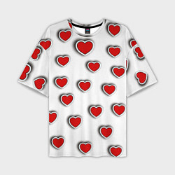 Футболка оверсайз мужская Стикеры наклейки объемные сердечки, цвет: 3D-принт