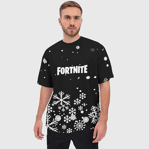 Мужская футболка оверсайз Fortnite новый год паттерн / 3D-принт – фото 3