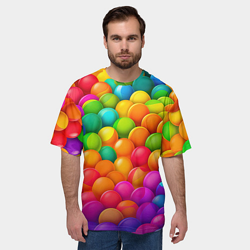 Мужская футболка оверсайз Радужные пупырки / 3D-принт – фото 3
