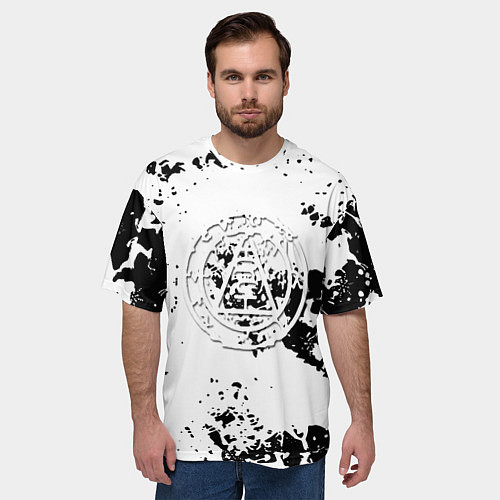 Мужская футболка оверсайз Silent hill logo краски / 3D-принт – фото 3