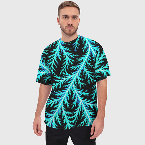 Мужская футболка оверсайз Разряды электричества Tie Dye / 3D-принт – фото 3