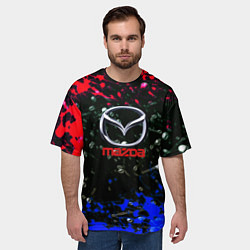 Футболка оверсайз мужская Mazda краски абстракция спорт, цвет: 3D-принт — фото 2