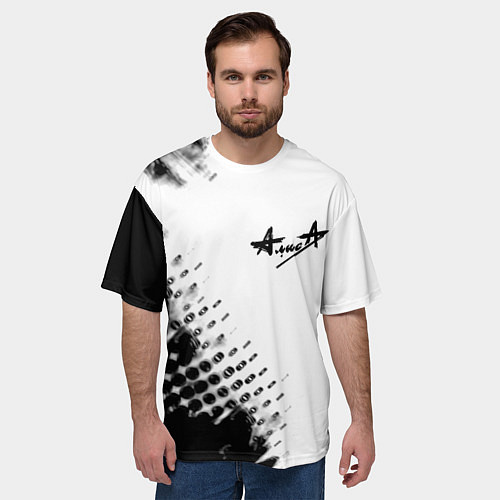 Мужская футболка оверсайз Алиса краски текстура / 3D-принт – фото 3