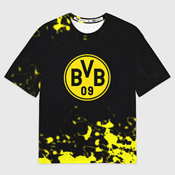 Футболка оверсайз мужская Borussia краски жёлтые, цвет: 3D-принт
