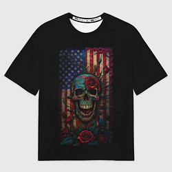 Футболка оверсайз мужская Skull - USA, цвет: 3D-принт
