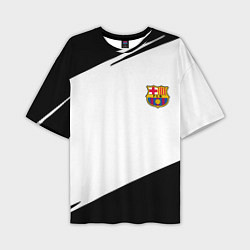 Футболка оверсайз мужская Barcelona краски чёрные спорт, цвет: 3D-принт