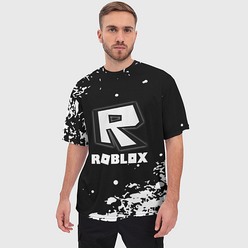 Мужская футболка оверсайз Roblox белая краска / 3D-принт – фото 3