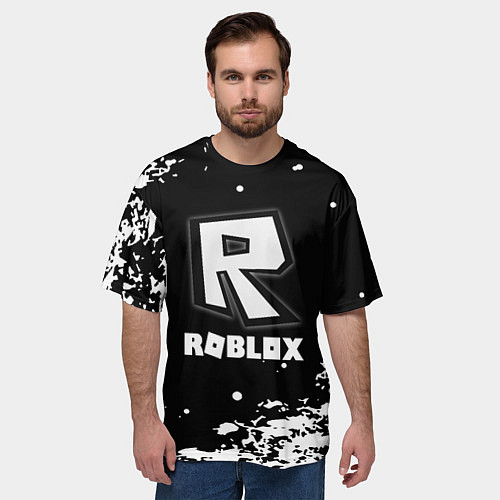 Мужская футболка оверсайз Roblox белая краска / 3D-принт – фото 3