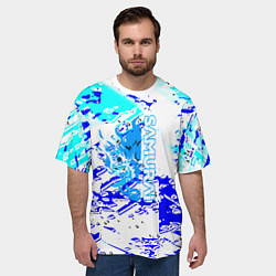 Футболка оверсайз мужская Samurai cyberpunk краски, цвет: 3D-принт — фото 2
