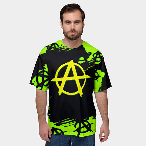 Мужская футболка оверсайз Кислотный логотип анархия / 3D-принт – фото 3