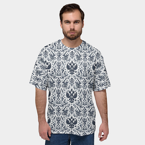 Мужская футболка оверсайз Греб России паттерн / 3D-принт – фото 3