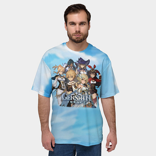 Мужская футболка оверсайз Genshin Impact game colore / 3D-принт – фото 3