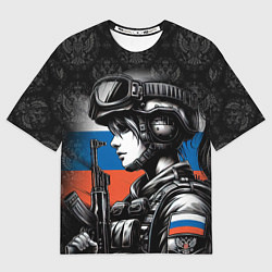 Футболка оверсайз мужская Русская военная девушка, цвет: 3D-принт